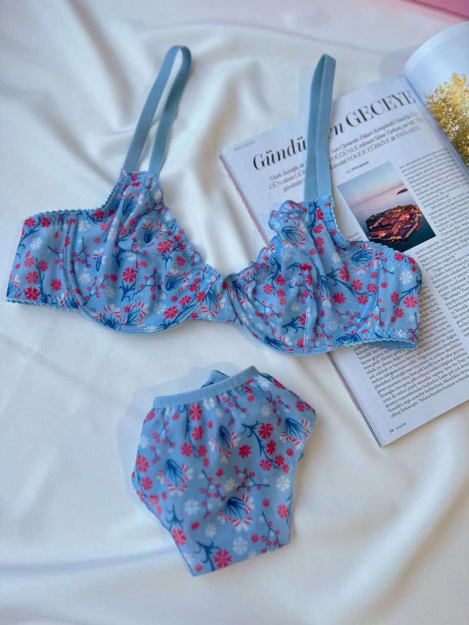 Fırfır Desenli Mavi Takım