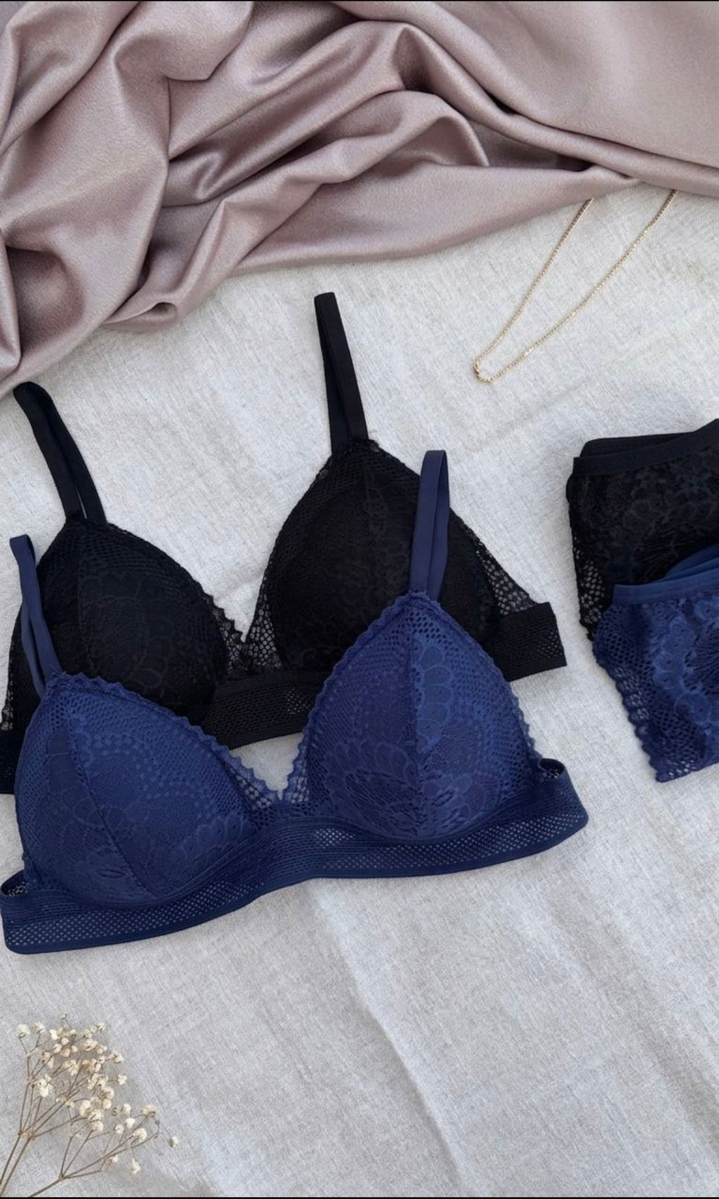 LUNAVEA Scarlet Dantel Sütyen Külot Takımı - Desteksiz Bralet İç Çamaşırı Takımı
