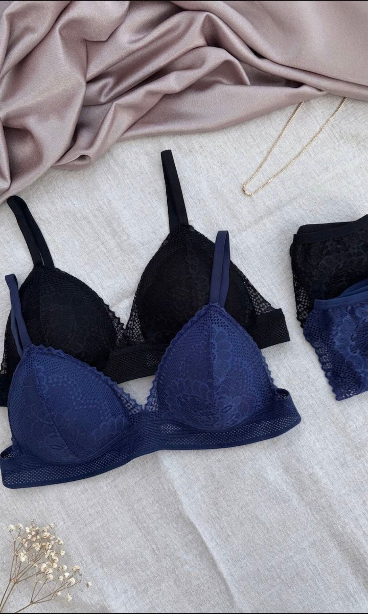 LUNAVEA Scarlet Dantel Sütyen Külot Takımı - Desteksiz Bralet İç Çamaşırı Takımı
