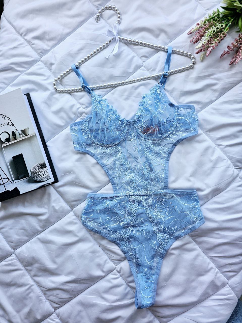 LUNAVEA Flora Dantel Transparan Alttan Çıtçıtlı Bodysuit