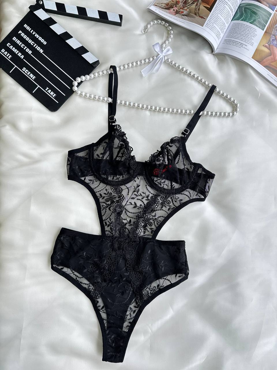 LUNAVEA Flora Dantel Transparan Alttan Çıtçıtlı Bodysuit