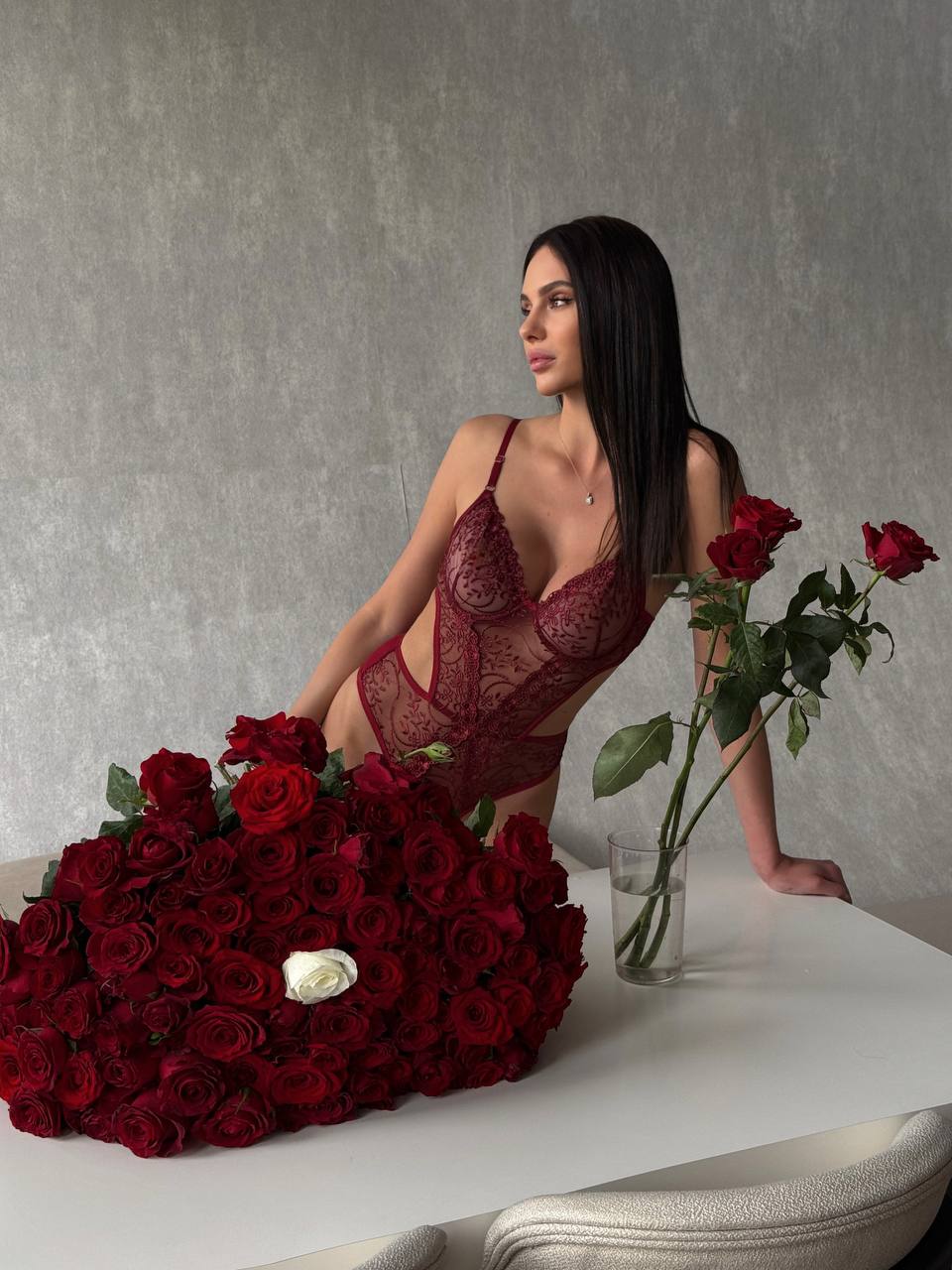 LUNAVEA Flora Dantel Transparan Alttan Çıtçıtlı Bodysuit