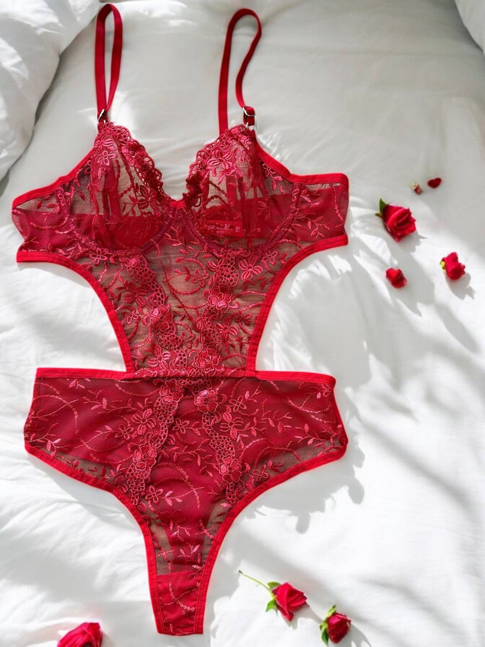 LUNAVEA Flora Dantel Transparan Alttan Çıtçıtlı Bodysuit