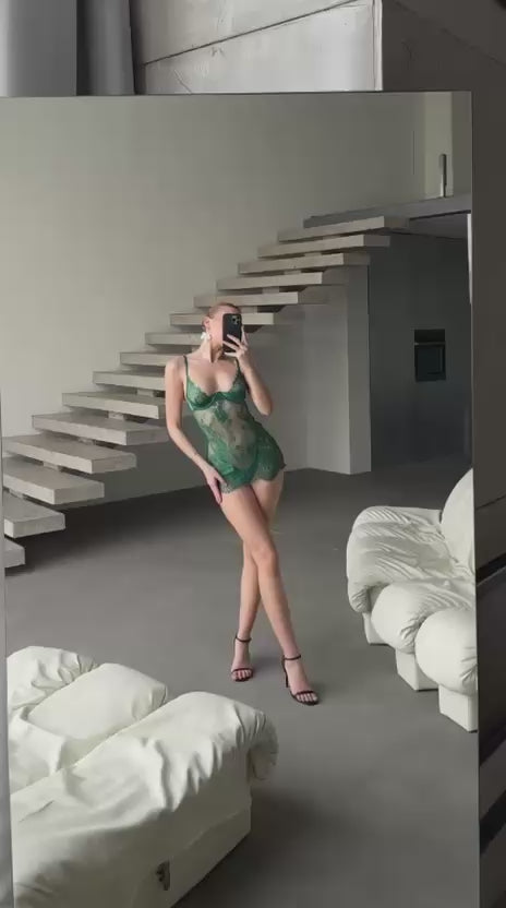 Diamond Dantel Gecelik Yeşil